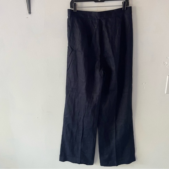 Brooks Brothers Black Pleated Wide-Leg Linen Trousers - 37266 - Picture 3 of 13